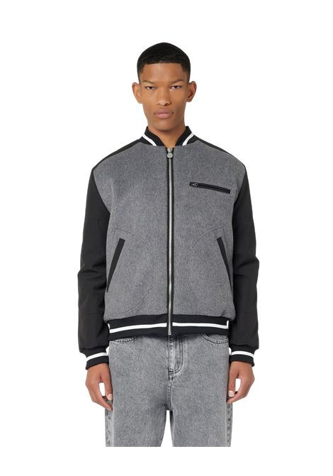 Varsity jacket in panno misto lana nero e grigio con inserti nylon cordura e logo Iceberg Jeans ICEBERG JEANS | Giubbotti | O0416452U980